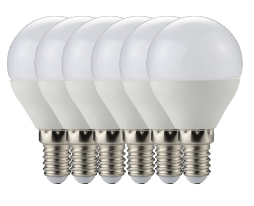 6x LED žiarovka E14 G45 3W guľa 270lm stud