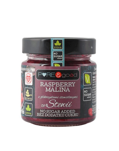 MALINA SO STÉVIOU BEZ PRIDANÉHO CUKRU 200 g - PURE&GOOD