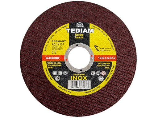 REZNÉ KOTOUČE NA ŠTÍT NA KOV, INOX OCEL 125x1,0 TEDIAM PREMIUM 125 x 1,0