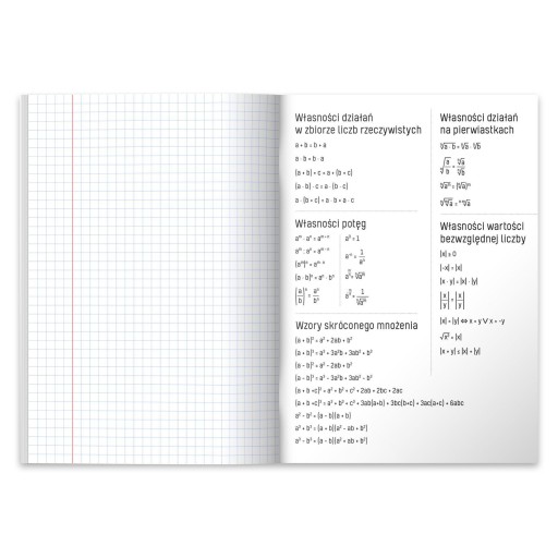 Zápisník A5 so 60 štvorcovými stranami s matematickým cheat sheet