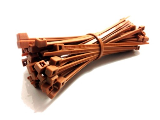 100ks KABELOVÉ VIAZAČKY KABELOVÉ VIAZAČKY HNEDÉ FAREBNÉ KABELOVÉ VIAZAKY 2,5X150 mm