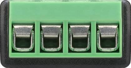 4-pinová svorkovnica, 3,5 mm jack zásuvka