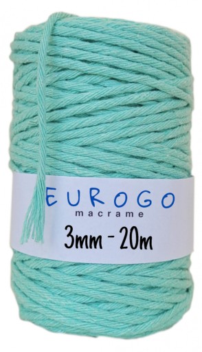 Macrame Cord Twisted Cotton Ecological Mint 20m 3mm