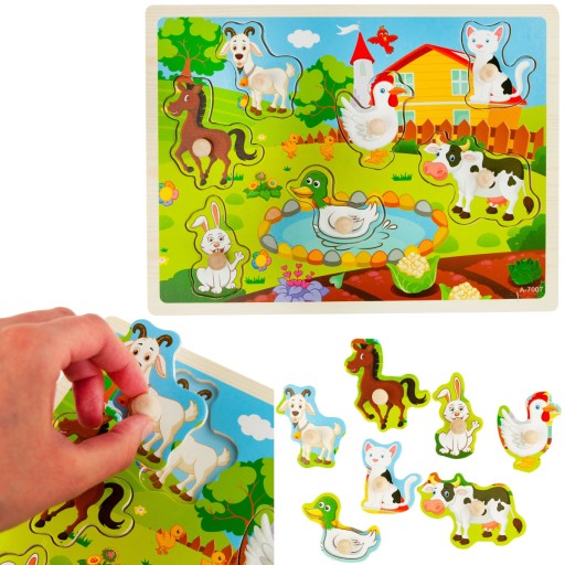 INTERAKTÍVNA HRAČKA VZDELÁVACIE DREVENÉ BLOKY PRE DETI FARM PUZZZZ