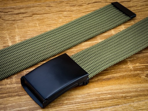 Pánsky KHAKI WEBBING opasok krátka kovová spona MATNÁ