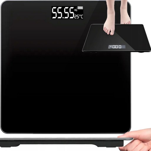 KÚPEĽŇOVÁ VÁHA LCD DISPLEJ MERANIE HMOTNOSTI TEPLOTA ČIERNA MAX 180KG