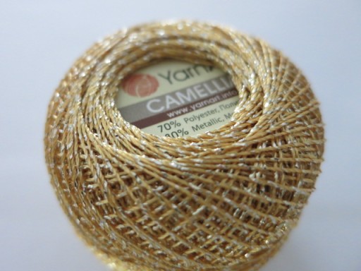 Šnúrka Camellia Yarn Art, metalizovaná, 419 zlato
