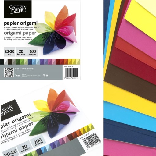 Papier origami, mix farieb, 20x20cm, 100 listov/bal. 80 g/m2