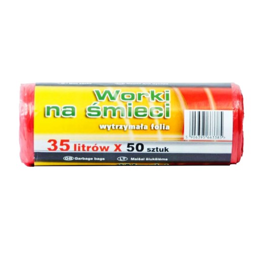 35L HD ČERVENÉ VRECKÁ NA ODPAD NA ROLE AŽ 50 KS