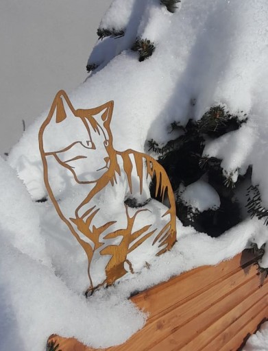 Kovová dekorácia Mačka Tiger Záhradná ozdoba Zvieracia hrdza Corten Effect
