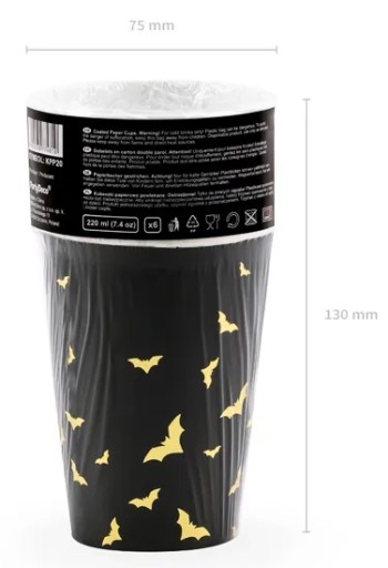 Papierové poháre 6 ks. v BATS na HALLOWEEN