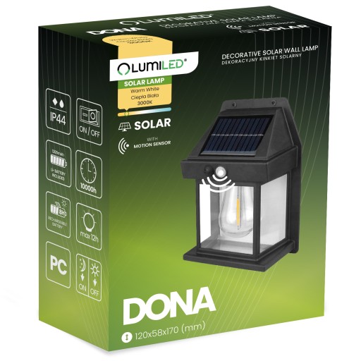 SOLÁRNE LED LAMPA LAMPA ZÁHRADNÁ FASÁDNA NÁSTENNÁ LAMPA SO SNÍMAČOM POHYBU