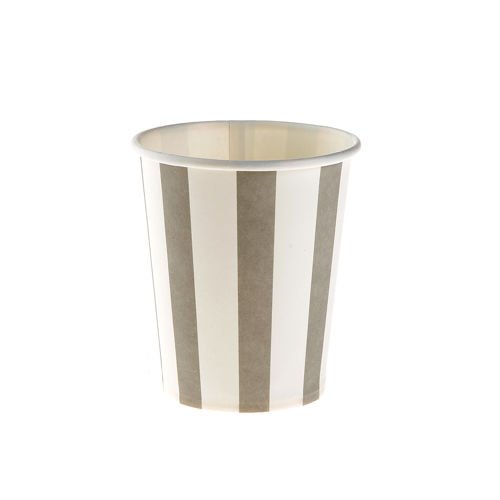 Šedé pruhované papierové poháre 260ml, 10 ks