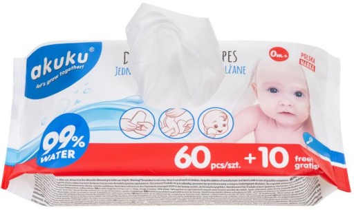 AKUKU VODNÉ Utierky 99% VLHČENÉ VODOU 70SZ 0M+