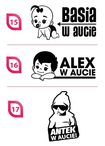 Nálepky na auto - dieťa v aute MENO