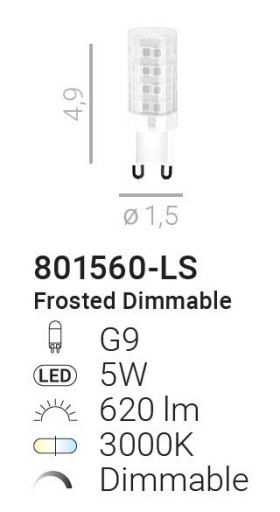 G9 LED žiarovka 5W 4000K Frosted 801561-LS Italux