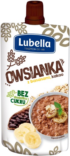 Lubella Mousse Ovsené vločky s banánmi, kakao bez cukru
