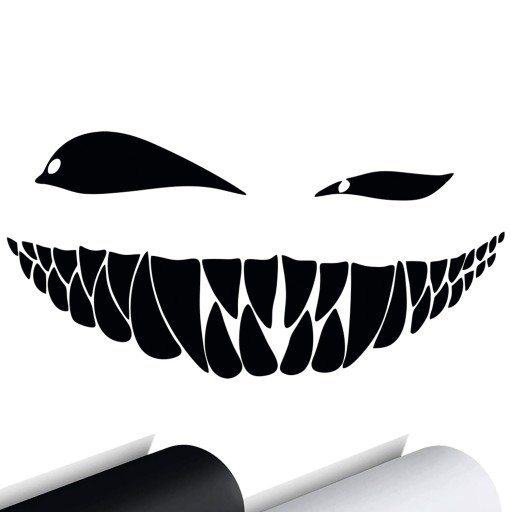 NÁLEPKA na auto Strašidelný úsmev SMILE Monster Ghost 15x7,5