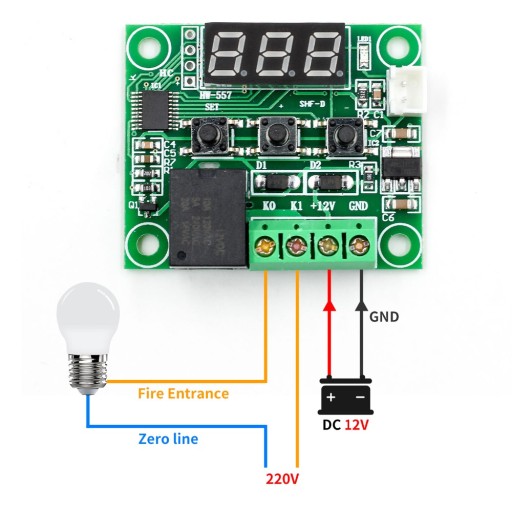 DIGITÁLNY TERMOSTAT W1209 -50C+110C 12V SO SNÍMAČOM