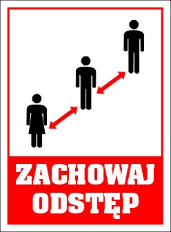 Nálepku DRŽUJTE VZDIALENOSŤ pri návšteve obchodu, pekárne alebo firmy