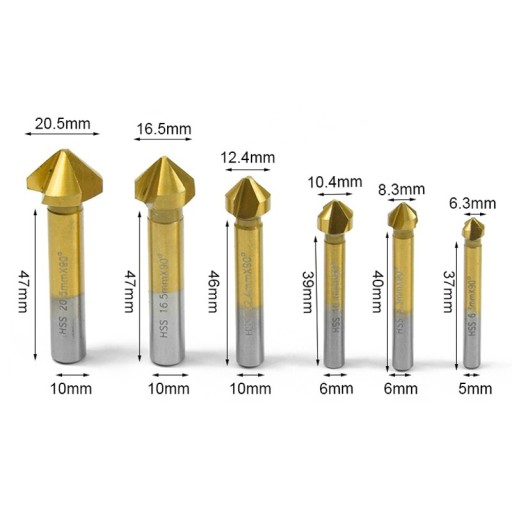 Záhlbová fréza, HSS fazeta, 6,3 mm, 90 stupňov