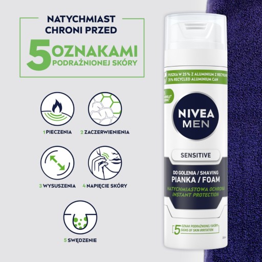 NIVEA Men Sensitive upokojujúca pena na holenie 200 ml