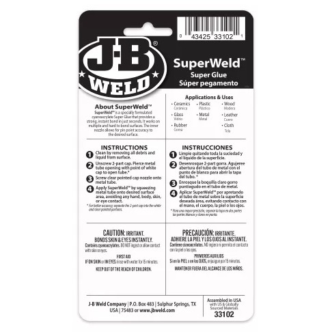 JB Weld SuperWeld Okamžité lepidlo Bezfarebné mini trubičky 2 x 2g