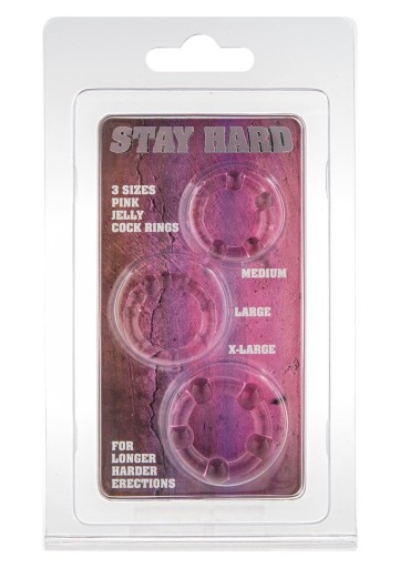 Tri gélové erekčné krúžky - Stay Hard Pink