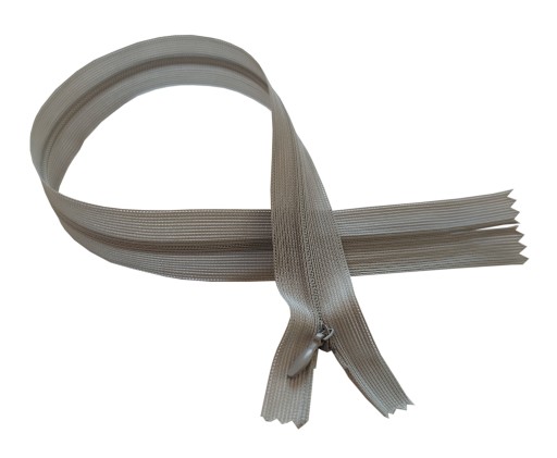 35 cm krytý zips + ŠEDÝ STRIEBORNÝ ŠEDÝ jazdec