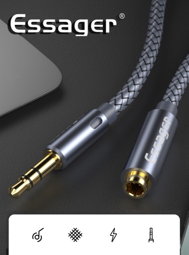 Silný Aux Audio Mini Jack kábel 3,5 mm 5m ESSAGER predlžovací kábel pre slúchadlá