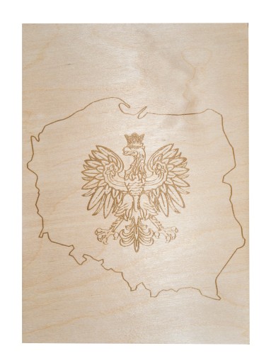 Drevená plaketa mapa erb znak POĽSKÁ rytina
