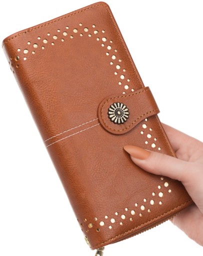 Kožená prelamovaná peňaženka s veľkokapacitným boho opaskom