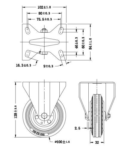SADA PEVNÝCH KOLIES KOLESÁ KOLESÁ 100MM 90KG