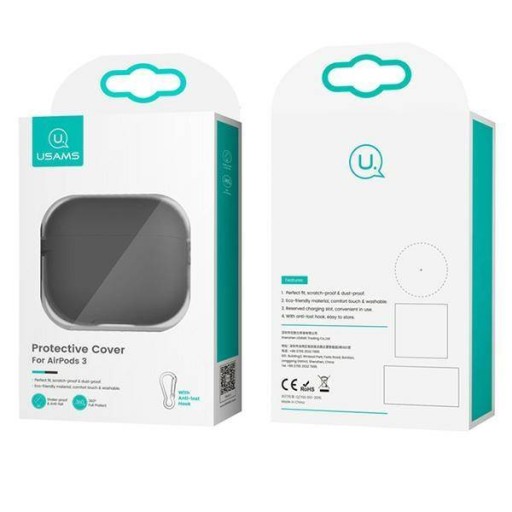 SILIKÓNOVÉ POUZDRO USAMS + KARABÍNA PRE AIRPOZY APPLE 3