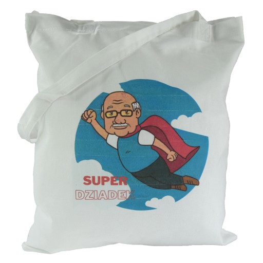 Bavlnená TAŠKA s potlačou SUPER GRANDPA, ideálna na Deň dedkov