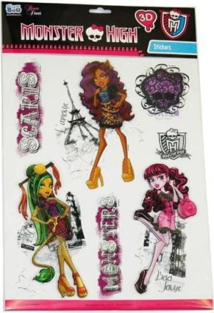 MONSTER HIGH DOLLS nástenná dekorácia dievčenské 3D NÁLEPKY na stenu