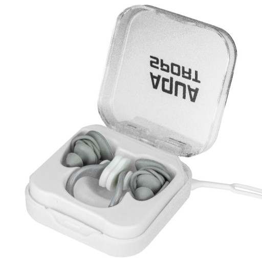 Plavecké štuple do uší silikónový klip na nos s puzdrom sivý