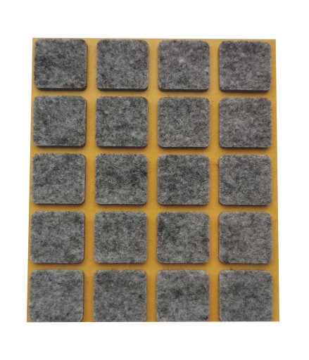 PLSTENÉ PODLOŽKY na stoličky, nábytok, stoly, ŠEDÉ, samolepiace, 20 mm x 20 mm