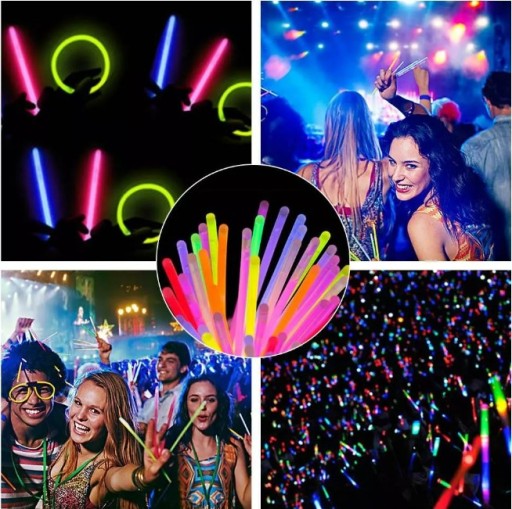 Svietiace náramky, čelenky, fluorescenčné tyčinky, 10 ohnivých tyčiniek