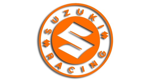 Oranžová vysekávaná nálepka SUZUKI RACING