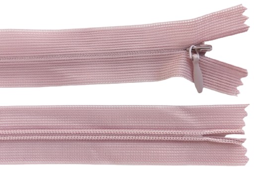40 cm skrytý špirálový zips, nerozoberateľný, špinavo ružový