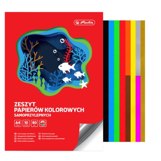 Farebný samolepiaci papier 10col A4 80g HERLITZ