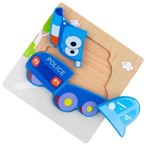 DREVENÉ BLOKY VZDELÁVACIE PUZZZLE POSTAVKY POLICAJTICKÉ AUTO MONTESSORI
