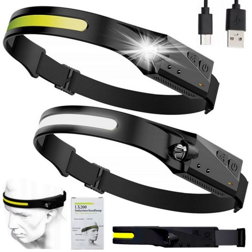 LED HLAVOVÁ LAMPA SNÍMAČ POHYBU HLAVOVÁ LAMPA USB BATÉRIA 41 LED