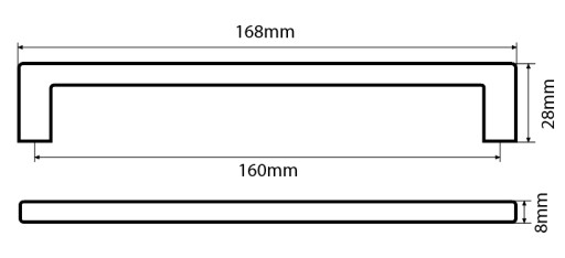 ÚCHYTKA KUCHYNSKÉHO NÁBYTKU, KOHOŽ, SKRIŇA, ZÁSUVKA, ÚCHYTKA NÁBYTKU, MATNÁ ČIERNA, 160 MM