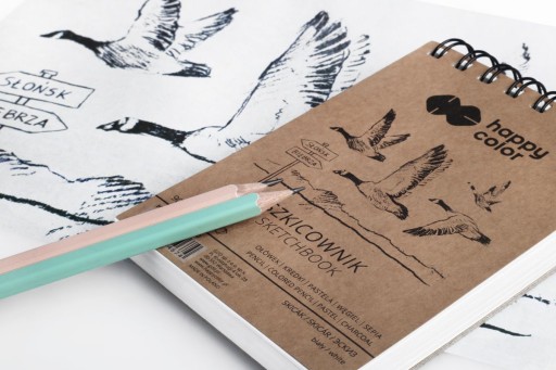 Špirálový skicár BIRDS A5, biely, 80 listov, 90g
