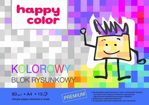 Farebný blok na kreslenie A4/80g Happy Color 15 listov.