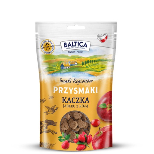 BALTICA Pochúťka pre psa Kačica s jablkom a ružou 100g