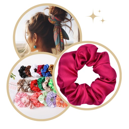 SATIN scrunchies gumička do vlasov, ružová, BEZPEČNÁ, lesklá, KOMFORTNÁ