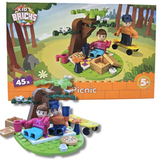 BLOKY PRE DETSKÉ TEHLY DETSKÉ TEHLY PIKNIK 45 EL 5+ SADA PLASTOVÝCH PUZZZEL